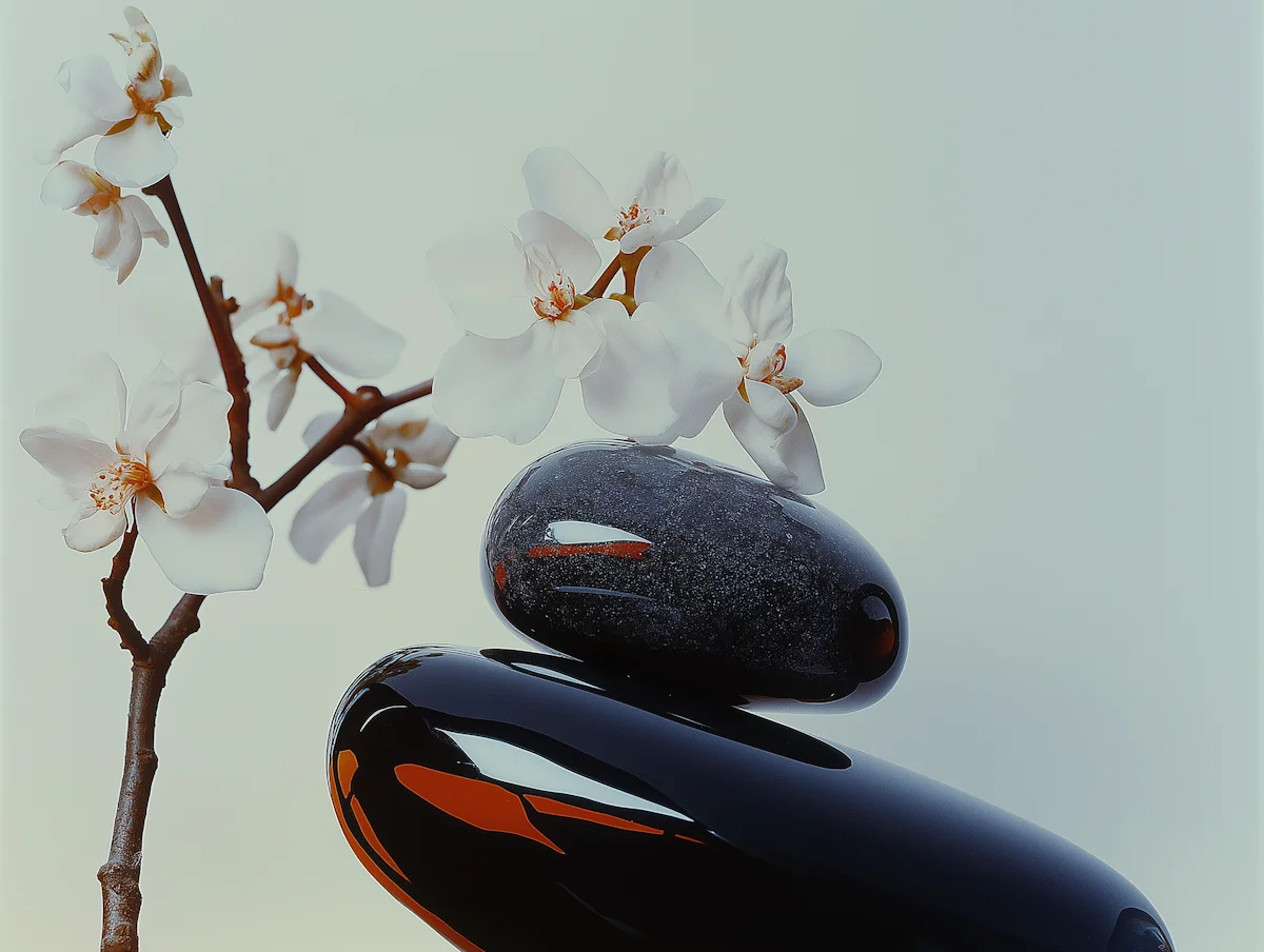 Elvar-Serene Stone and Flower Composition